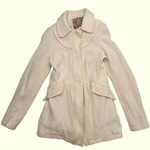 Billabong Cream Textured Peplum Coat Jacket Women's Size Small